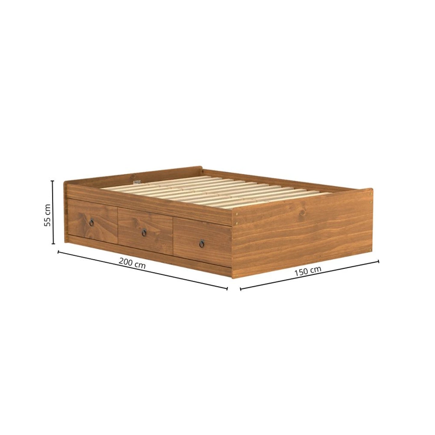 Cama 2 Plazas Linea Naturale C/cajones - ROBLE