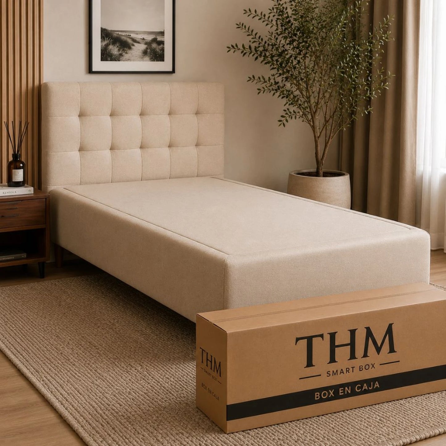 Cama SmartBox THM 1 Plaza 90x190 cm - Negro