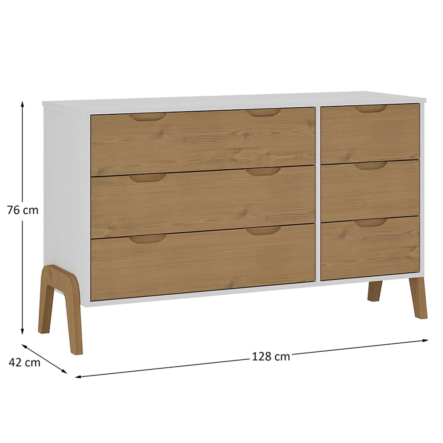 Comoda 6 cajones Linea Veneza - Blanco/Miel