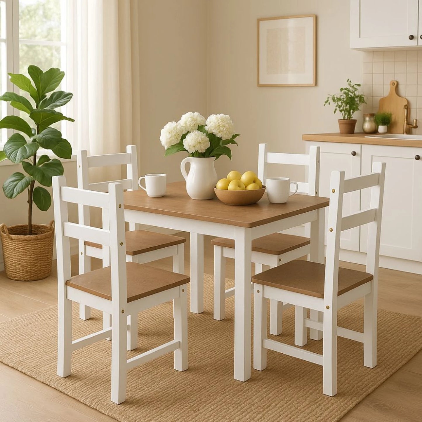 Juego de comedor 4 sillas Linea Naturale - Roble