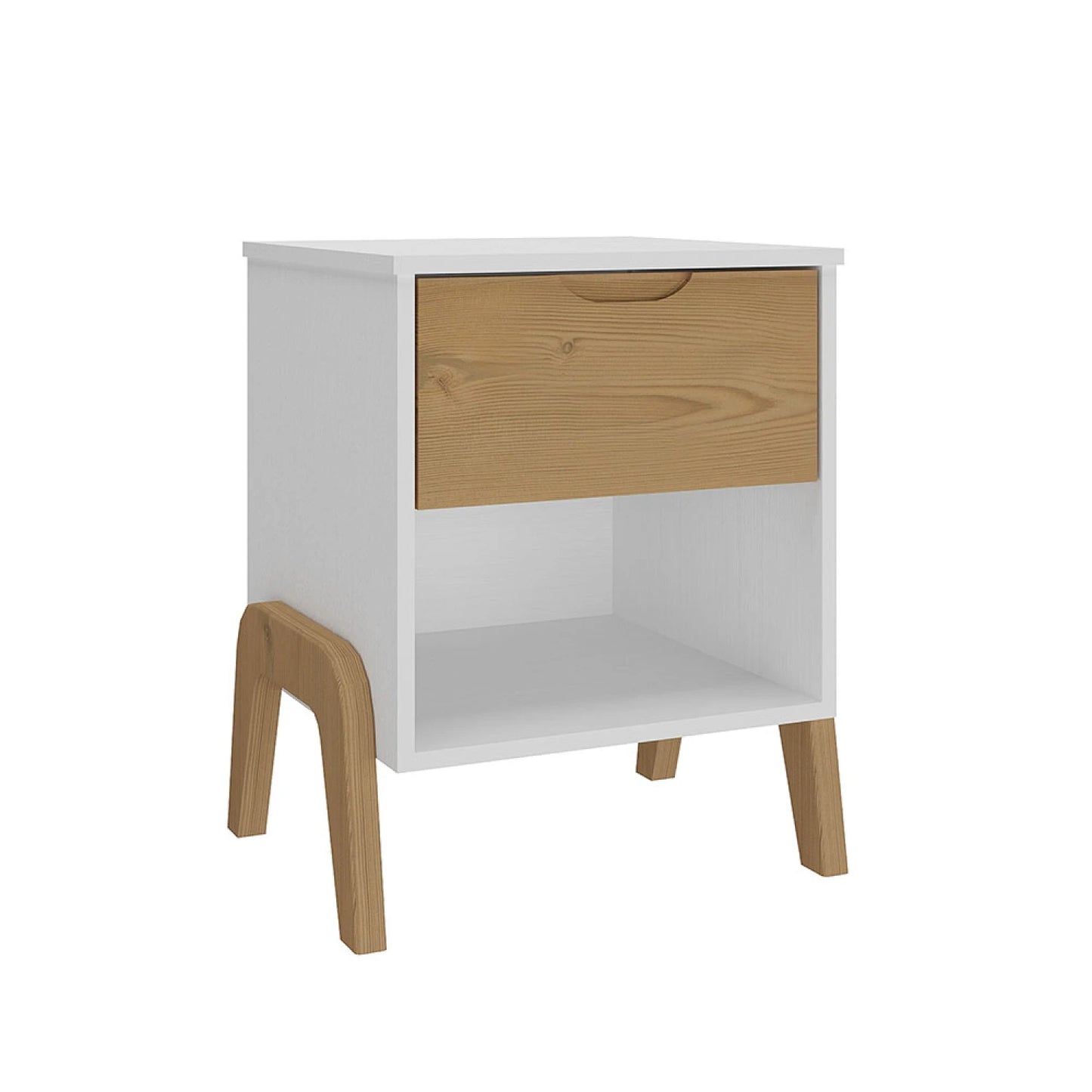Mesa de luz 1 cajon Linea Veneza - Blanco/Miel