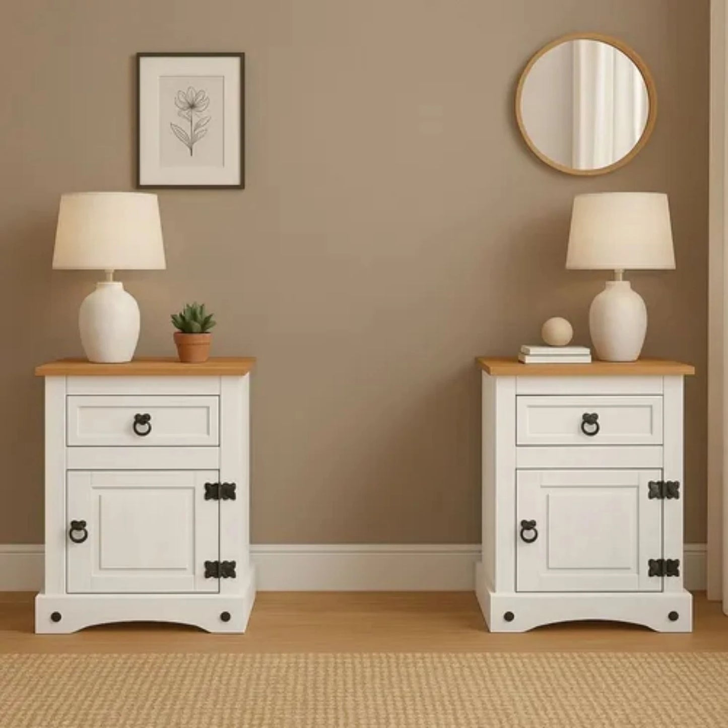 Promo 2 Mesa De Luz Linea Naturale - ROBLE
