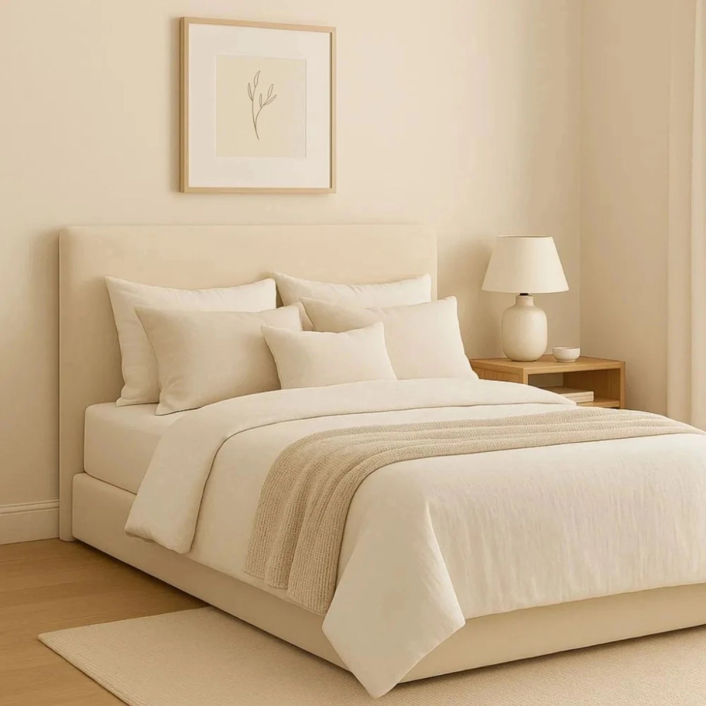 Respaldo De Sommier Queen Marshmallow - Beige