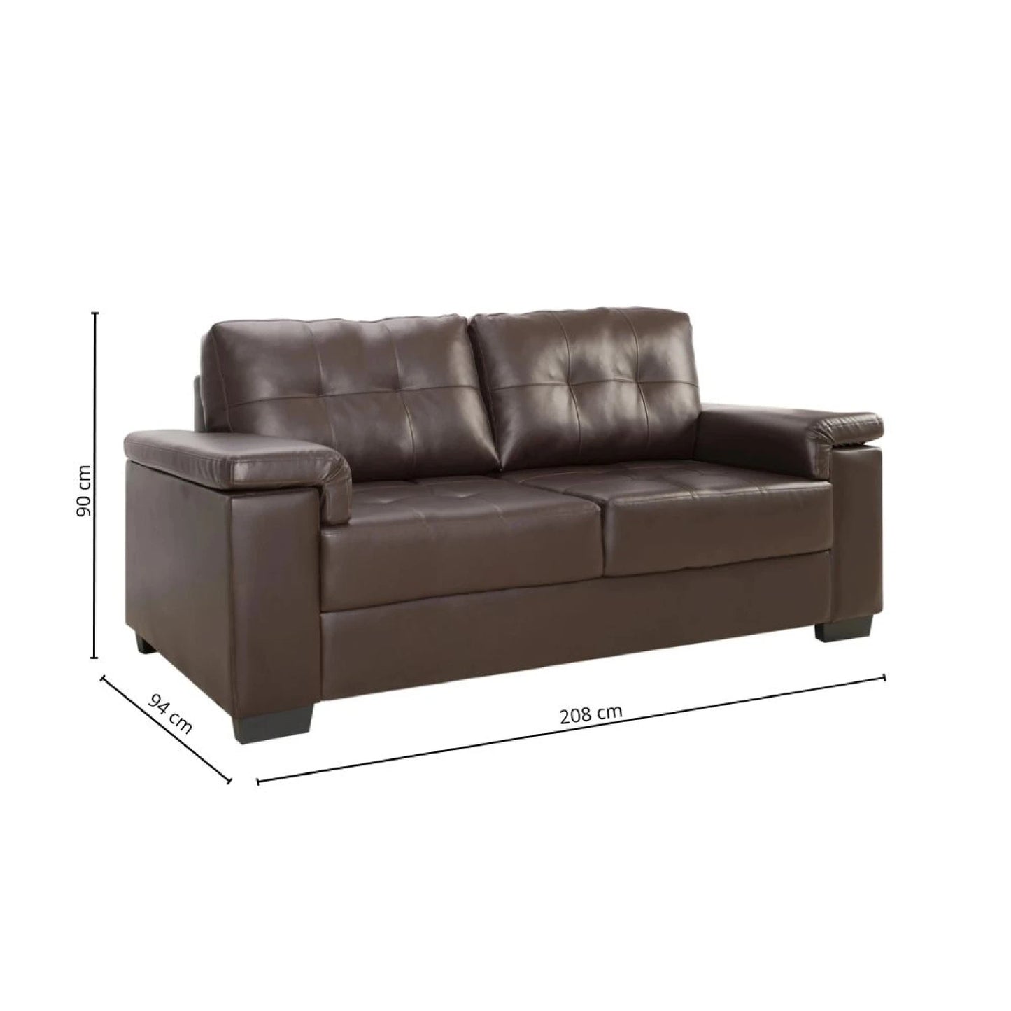 Sillon 3 cuerpos Eco Cuero Luares - Chocolate