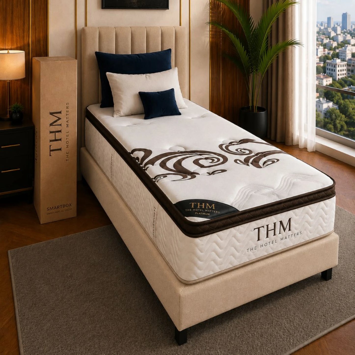 Sommier 1 Plaza THM Palladium 80X185 - Negro