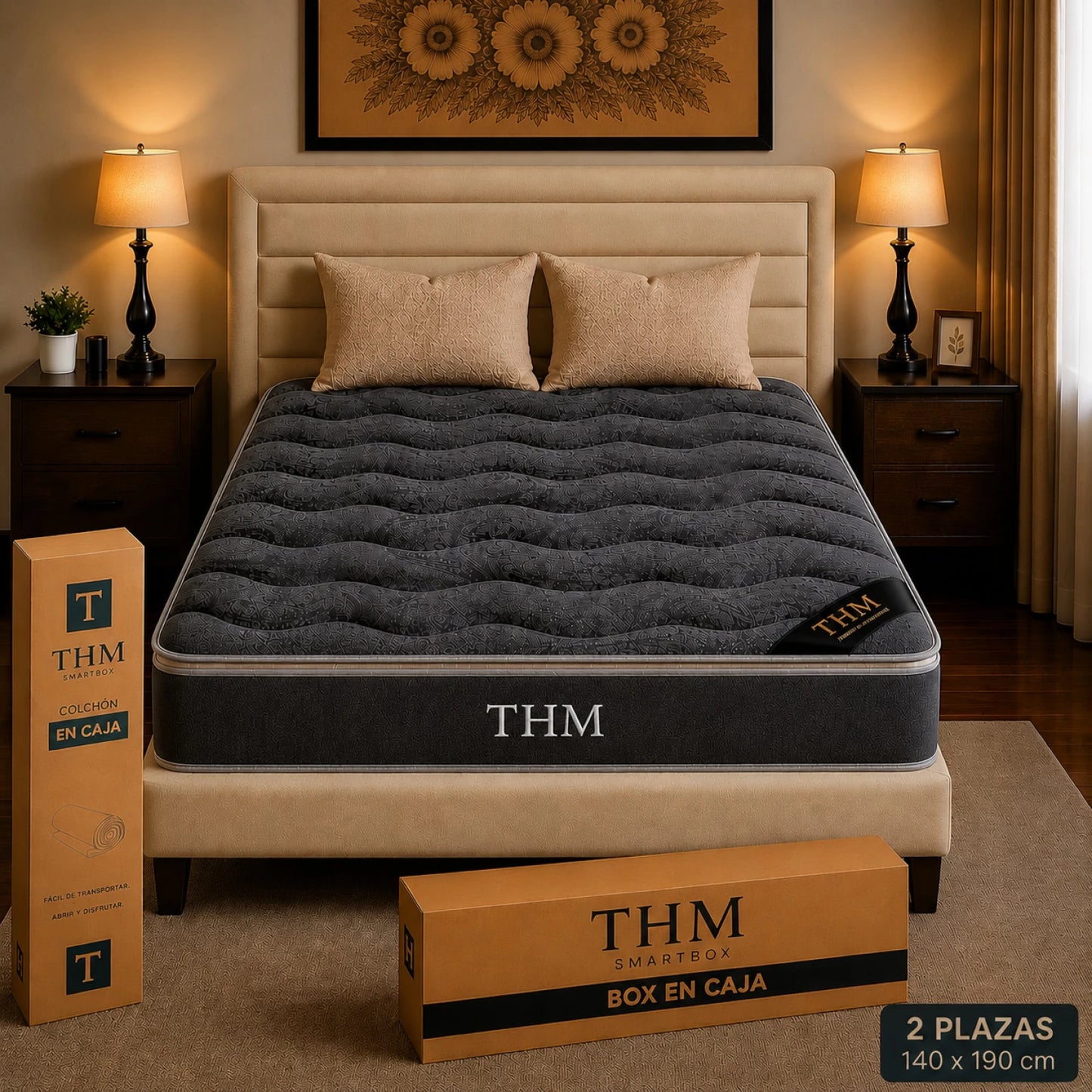 Sommier 2 Plazas THM Hybrid Silver - Negro