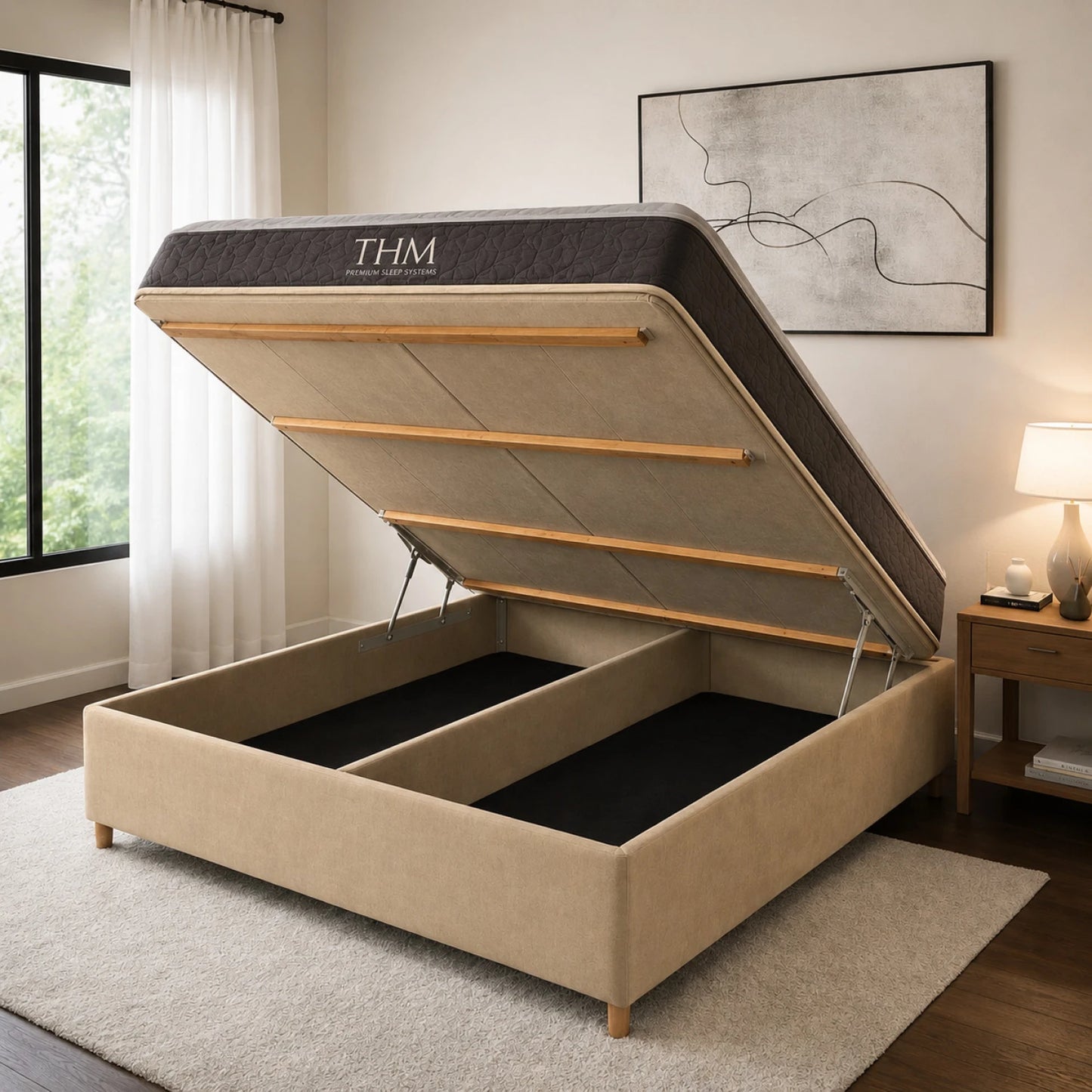 Sommier 2 Plazas THM Hybrid Silver Smart Box Baúl - Negro