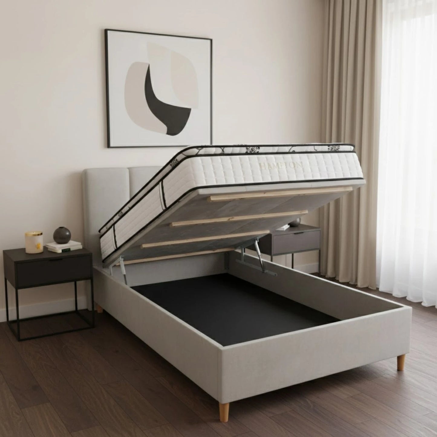 Sommier Baúl Smartbox THM 1 plaza 90x190 Bronze - Negro