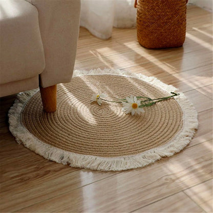 Alfombra redonda Gruhum 120 cm con flecos