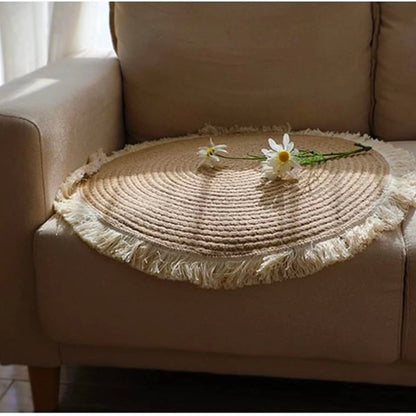 Alfombra redonda Gruhum 120 cm con flecos