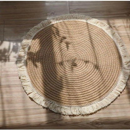 Alfombra redonda Gruhum 120 cm con flecos