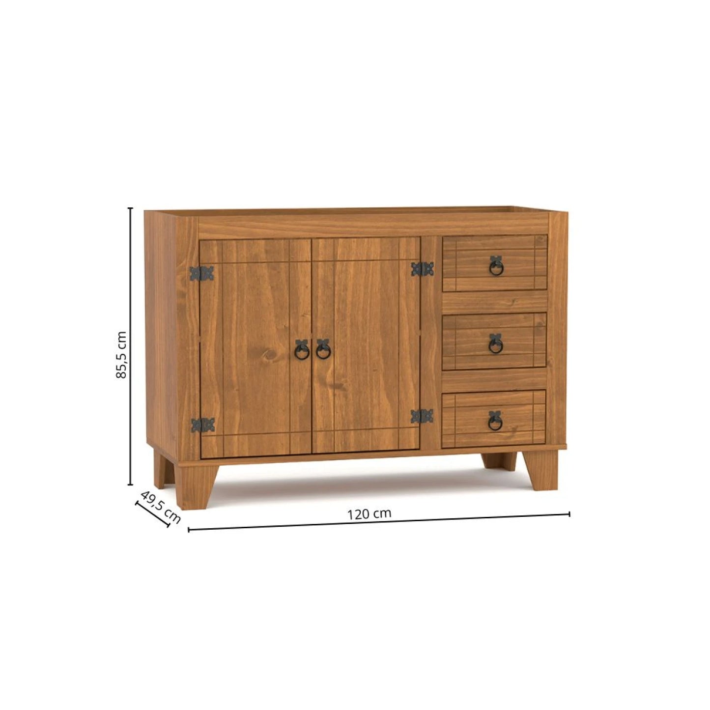 Bajo Mesada 2 Puertas 3 Cajones Linea Naturale - Roble