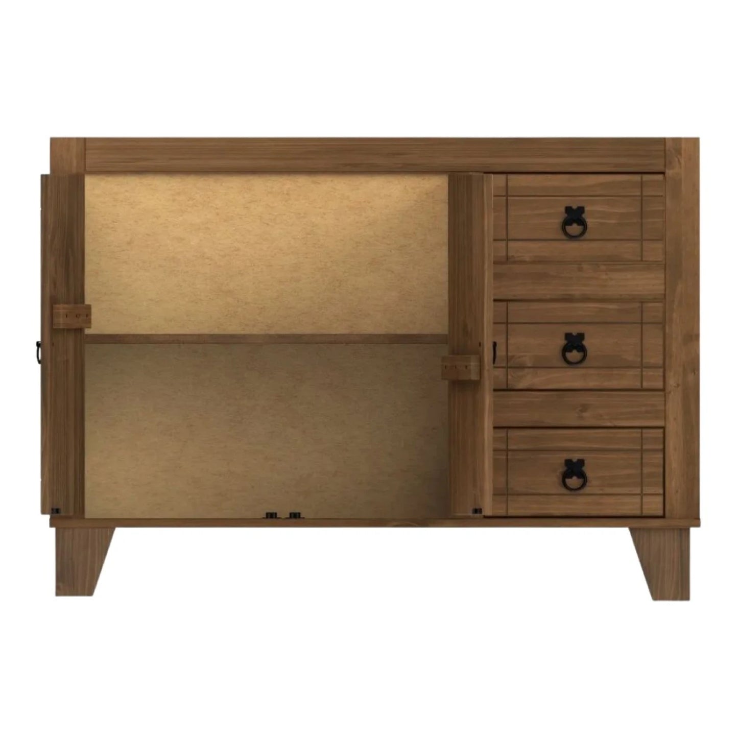 Bajo Mesada 2 Puertas 3 Cajones Linea Naturale - Roble