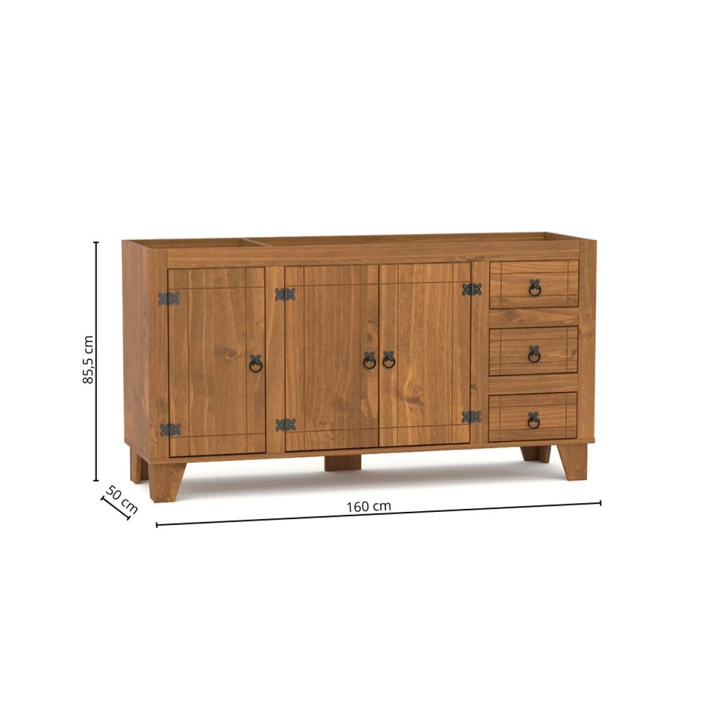 Bajo mesada 3 puertas 3 cajones Linea Naturale - Roble