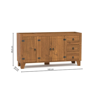 Bajo mesada 3 puertas 3 cajones Linea Naturale - Roble