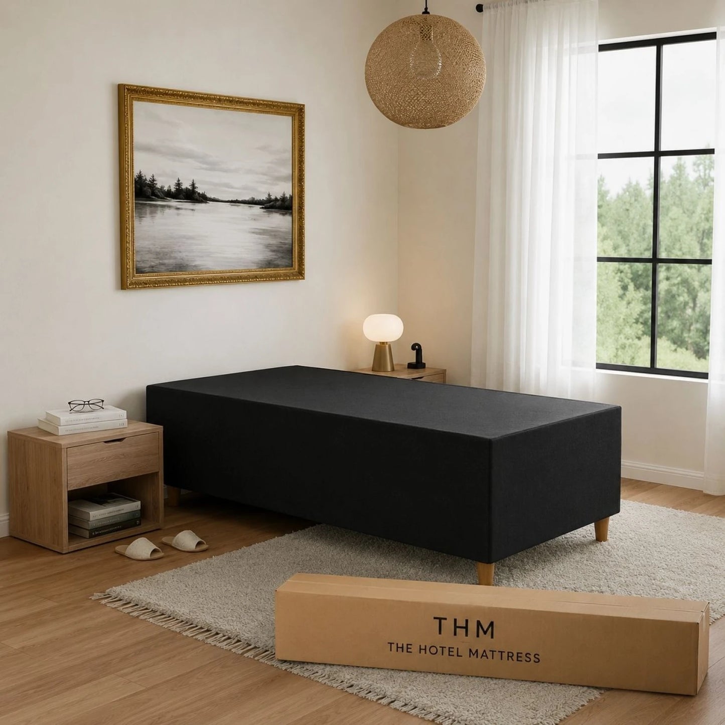 Box Baúl Sommier Plaza y Media THM Smartbox - Negro