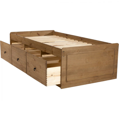 Cama 1 plaza con cajones Linea Naturale - Roble