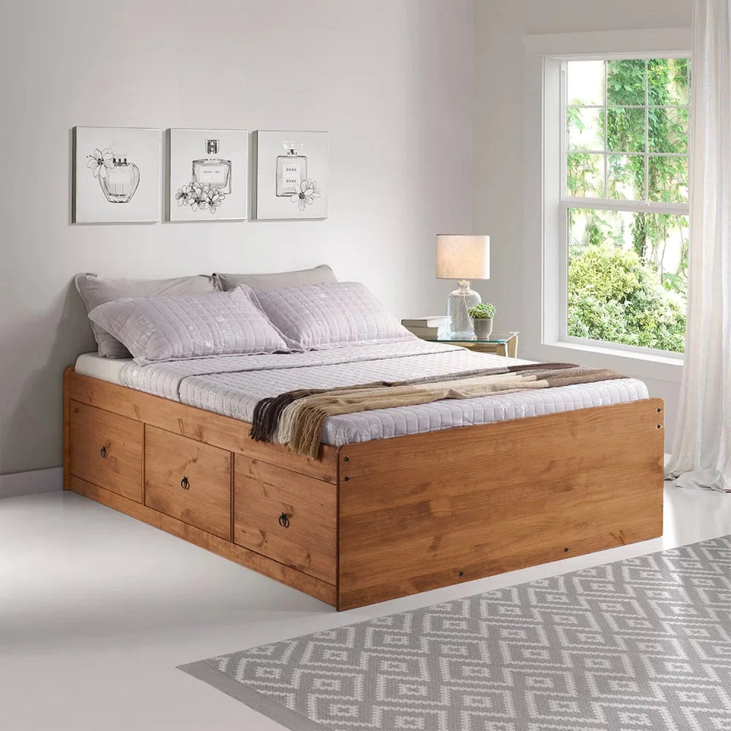 Cama 2 Plazas Linea Naturale C/cajones - ROBLE
