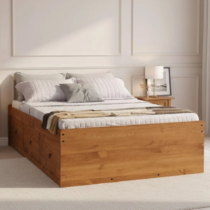 Cama 2 Plazas Linea Naturale C/cajones - ROBLE