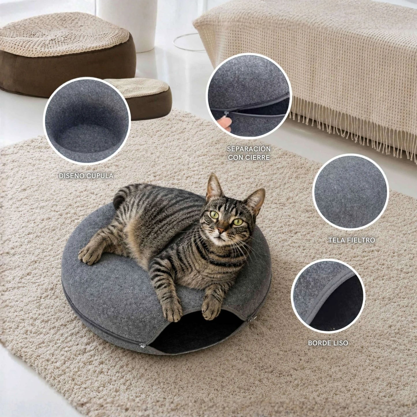 Cama - Cucha Dona Para Gato Mediano