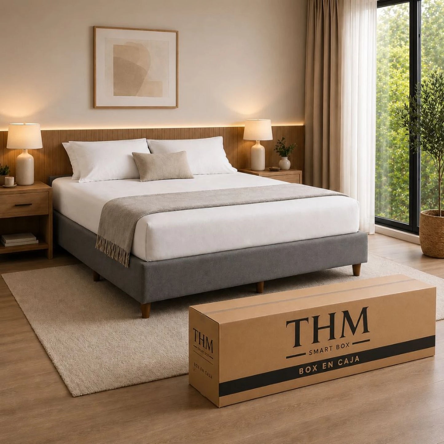 Cama SmartBox THM 2 Plazas 140x190 cm - Negro