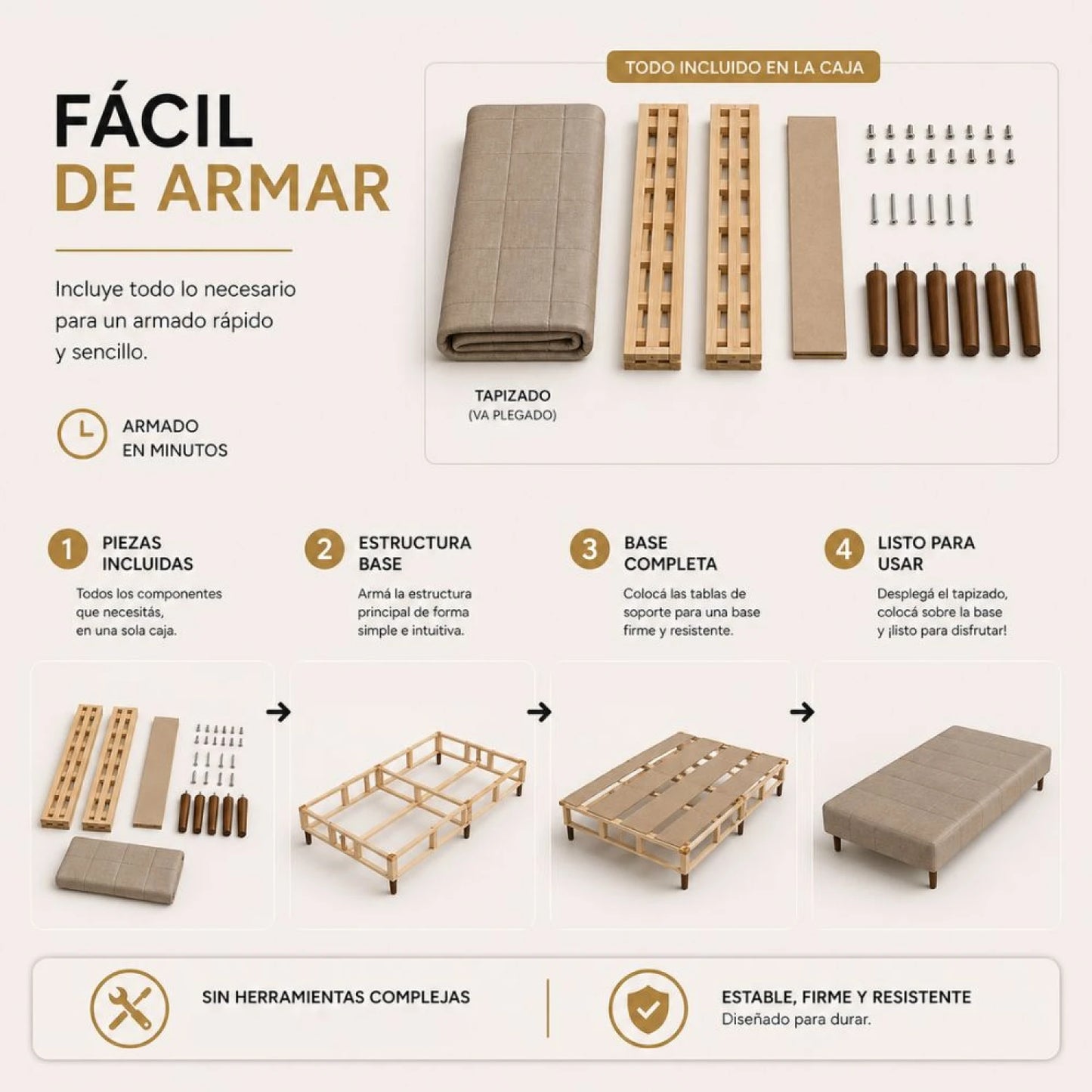 Cama SmartBox THM Plaza Y Media 110x190 cm - Negro