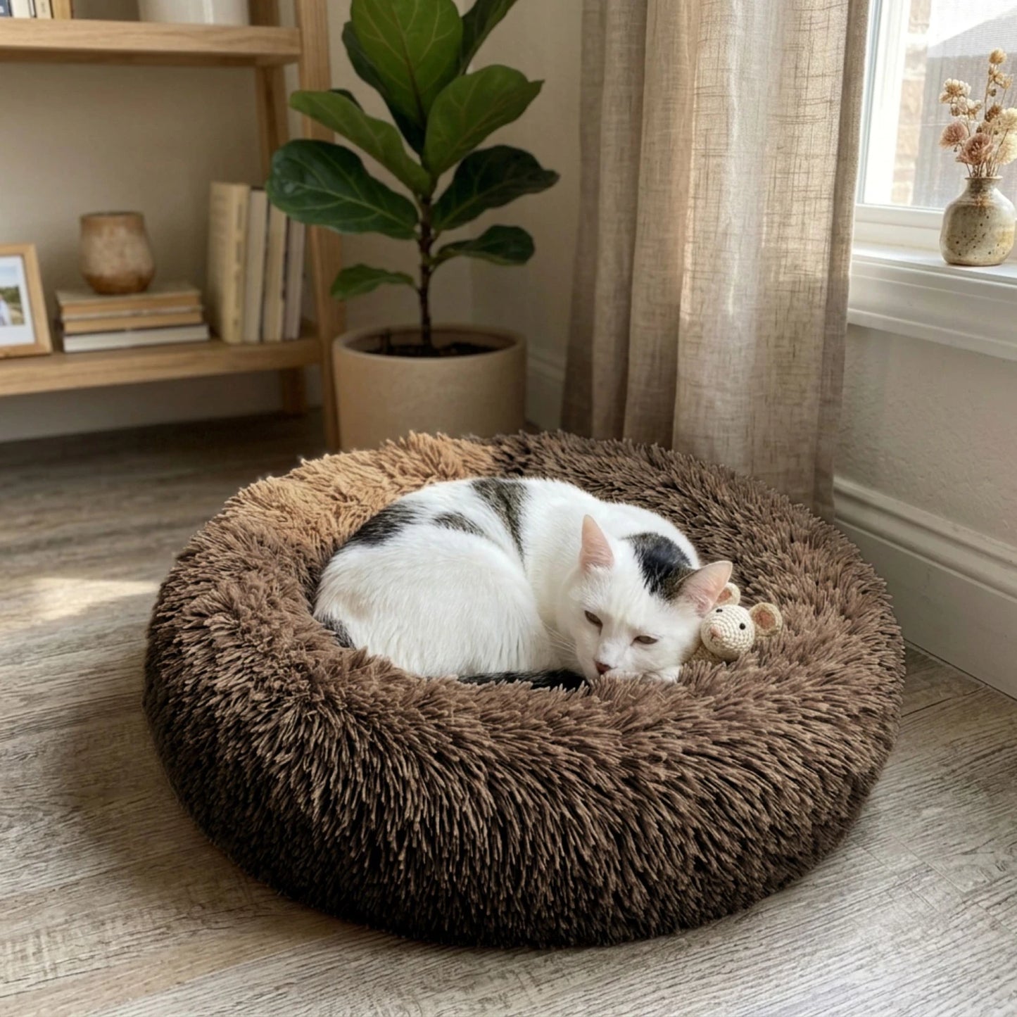 Cama tipo dona para Perro/Gato 60 cm - Marrón