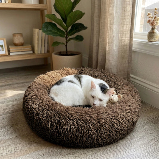 Cama tipo dona para Perro/Gato 80 cm - Marrón