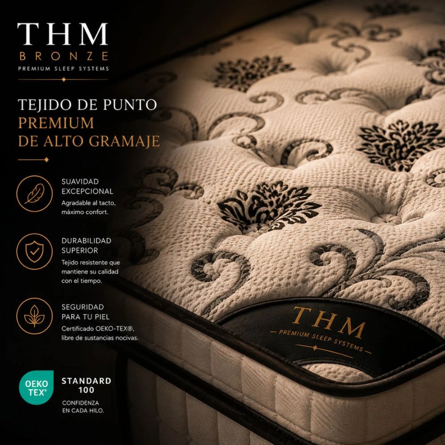 Colchon de resortes plaza y media THM Bronze