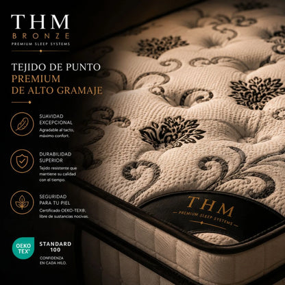 Colchon de resortes plaza y media THM Bronze