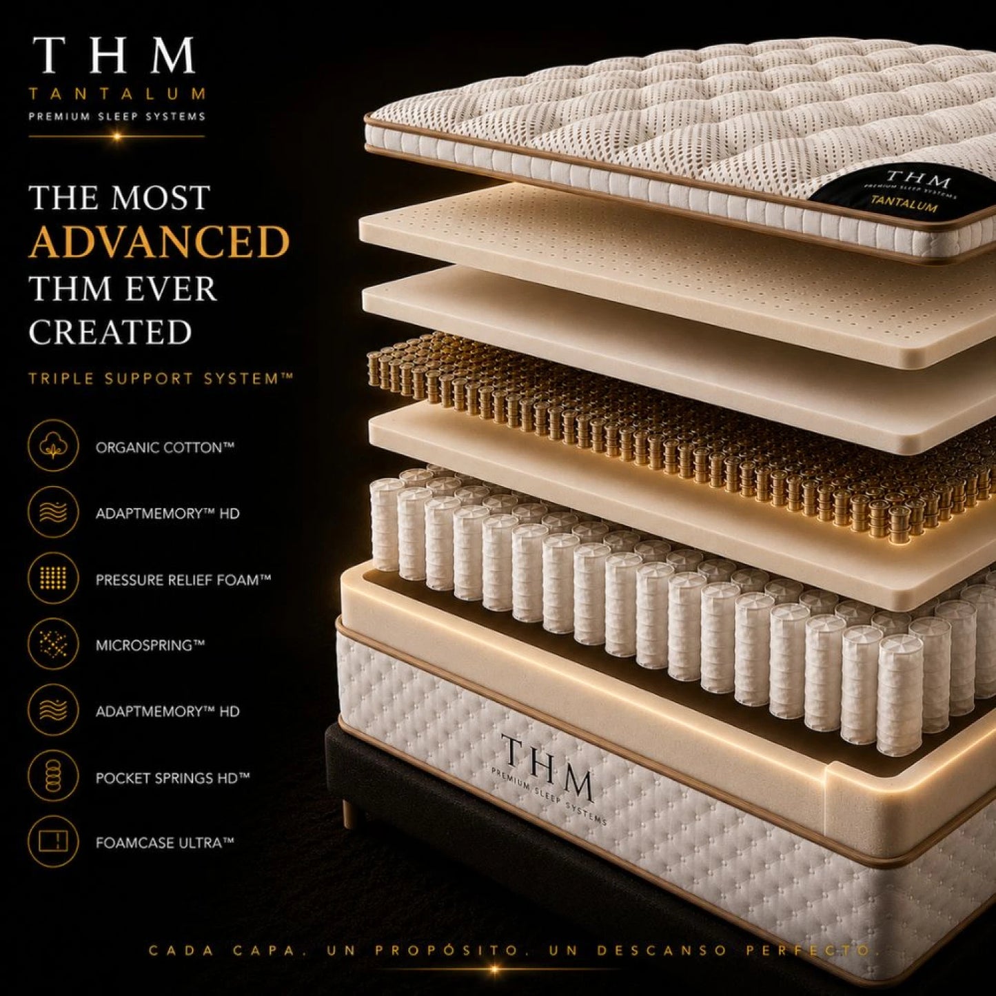 Colchon de resortes Queen THM Tantalum