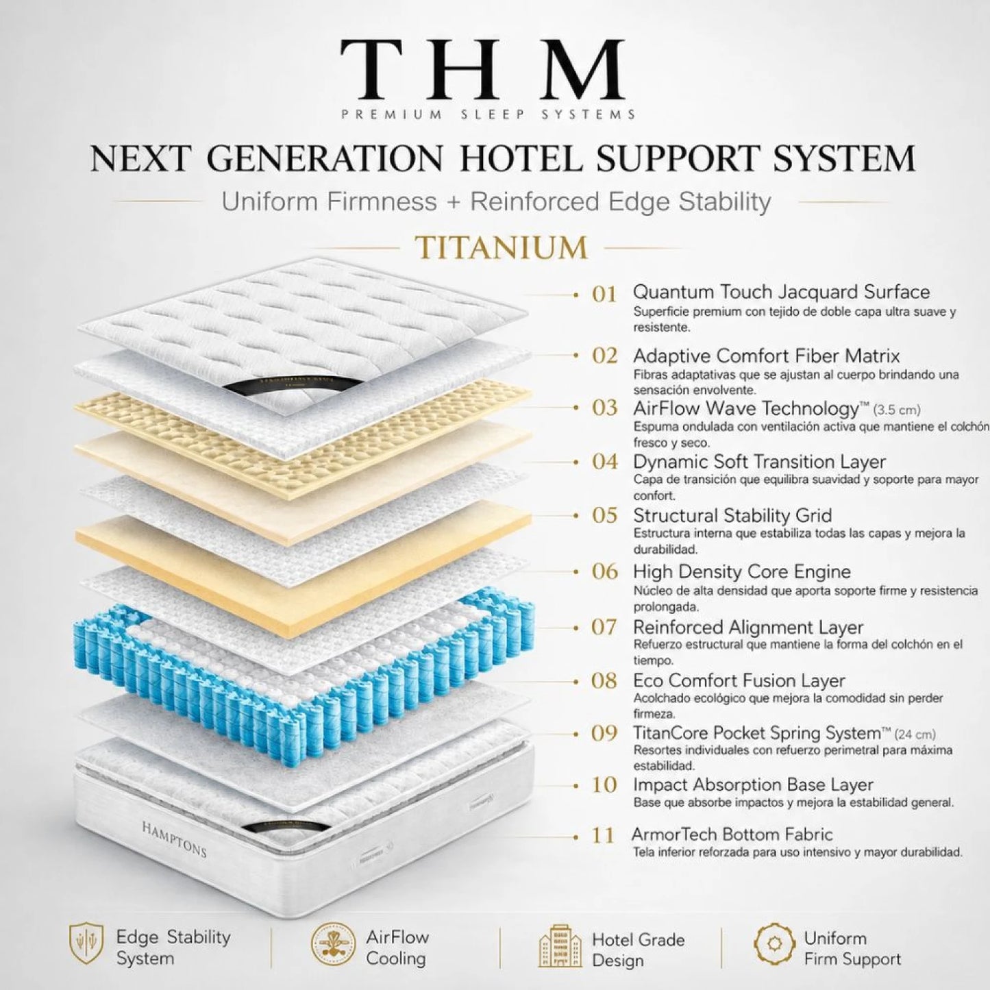 Colchon de resortes Queen THM Titanium