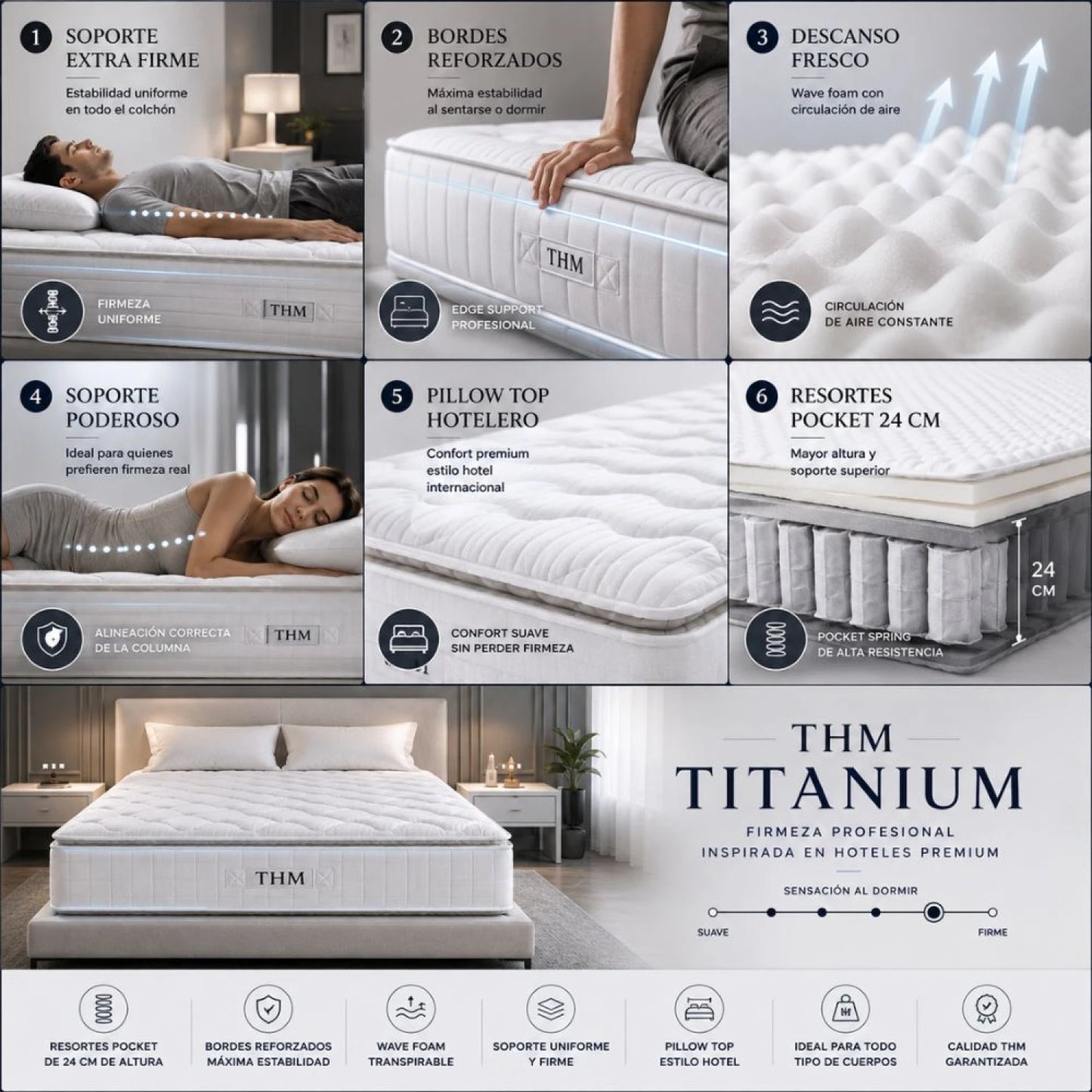 Colchon de resortes Queen THM Titanium