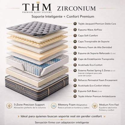 Colchon de resortes Queen THM Zirconium
