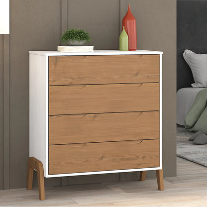 Comoda 4 cajones Linea Veneza - Blanco/Miel
