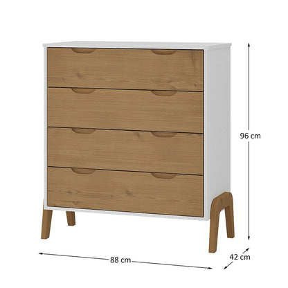 Comoda 4 cajones Linea Veneza - Blanco/Miel