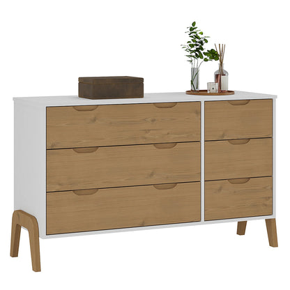 Comoda 6 cajones Linea Veneza - Blanco/Miel