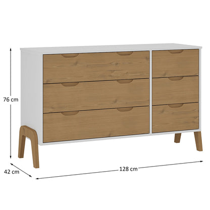 Comoda 6 cajones Linea Veneza - Blanco/Miel