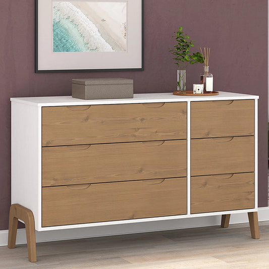 Comoda 6 cajones Linea Veneza - Blanco/Miel