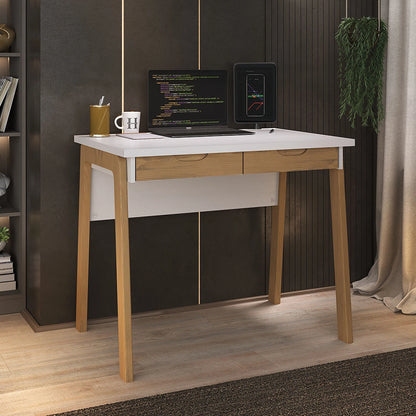 Escritorio 2 cajones Linea Veneza - Blanco/Miel