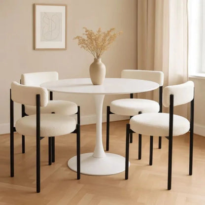 Juego De Comedor 4 Sillas Boucle + Mesa Tulip - Mesa en negro