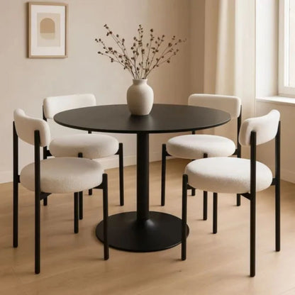 Juego De Comedor 4 Sillas Boucle + Mesa Tulip - Mesa en negro