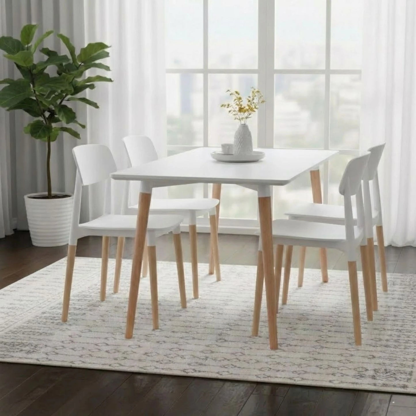 Juego de comedor 4 sillas Milan - Blanco