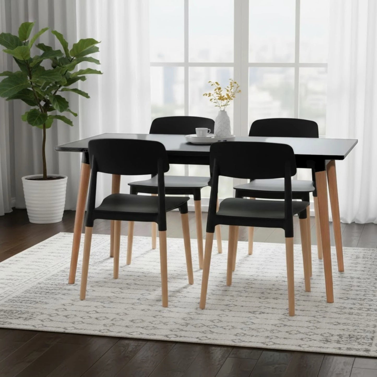 Juego de comedor 4 sillas Milan - Negro