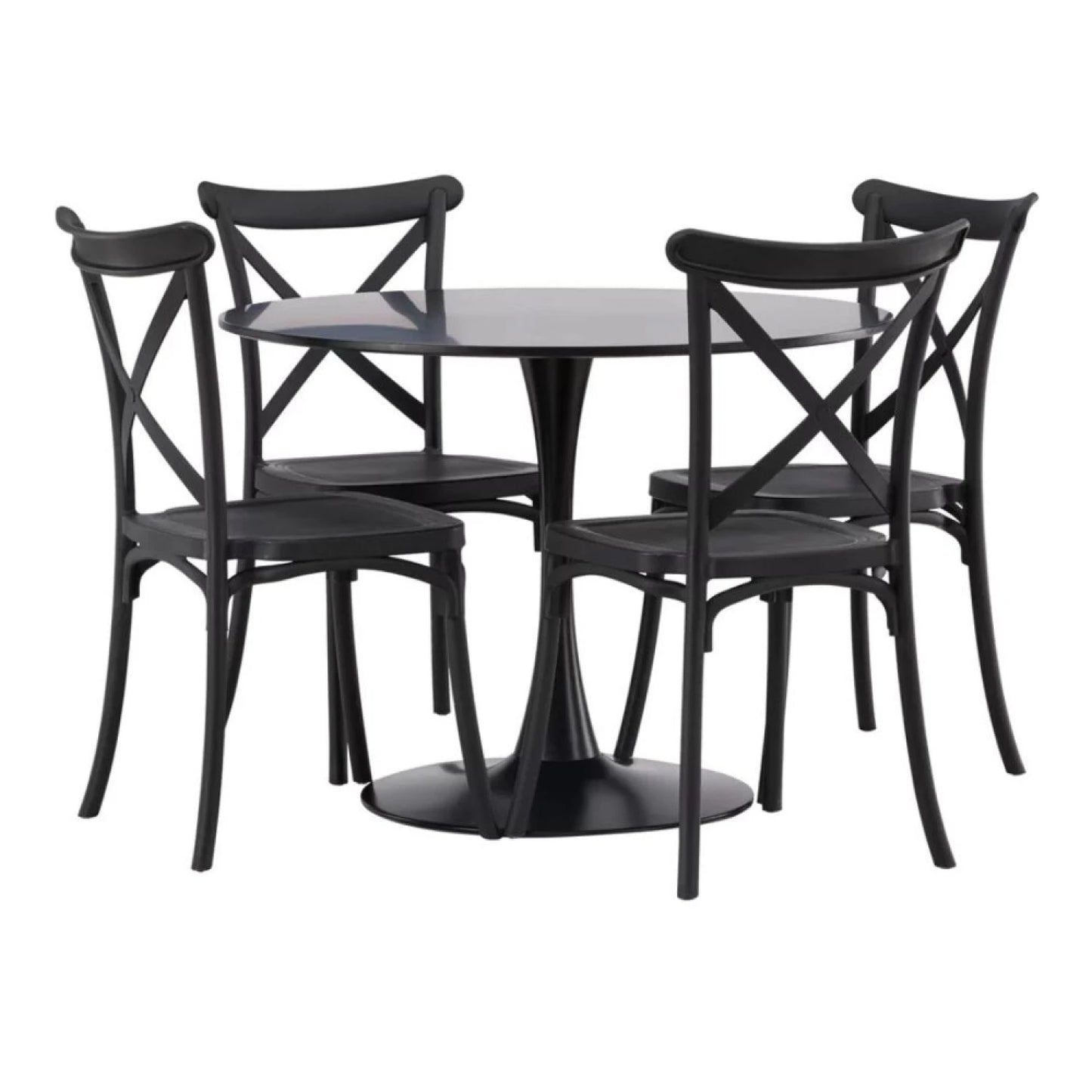 Juego De Comedor 4 Sillas Vienesas + Mesa Tulip - Negro