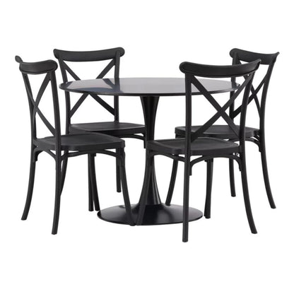 Juego De Comedor 4 Sillas Vienesas + Mesa Tulip - Negro