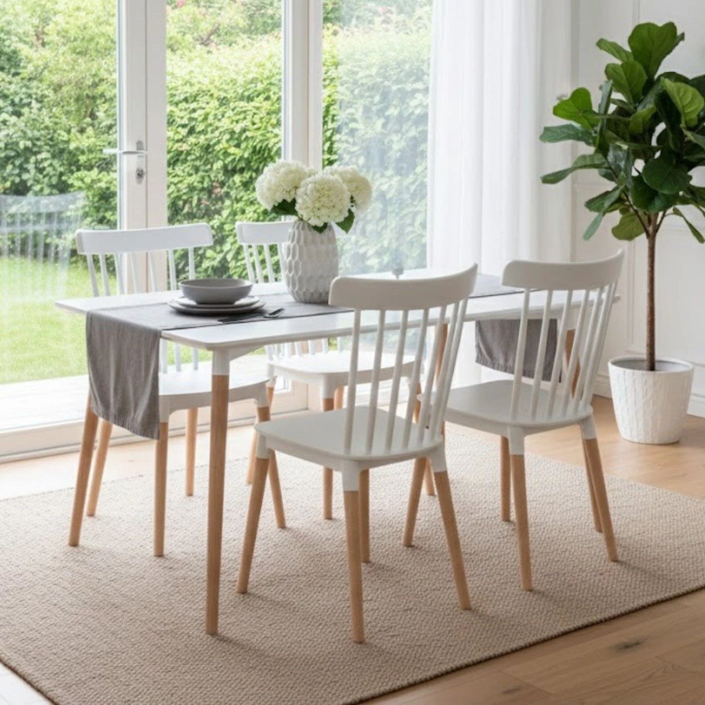 Juego de comedor 4 sillas Windsor - Blanco