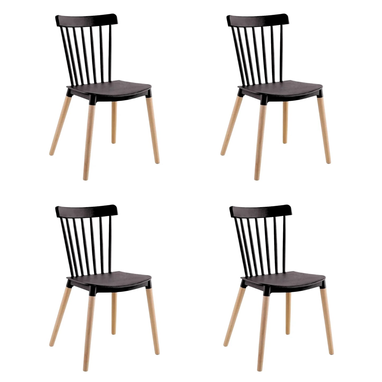 Juego de comedor 4 sillas Windsor - Negro