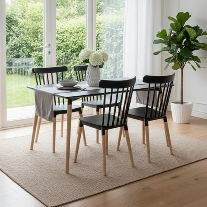 Juego de comedor 4 sillas Windsor - Negro