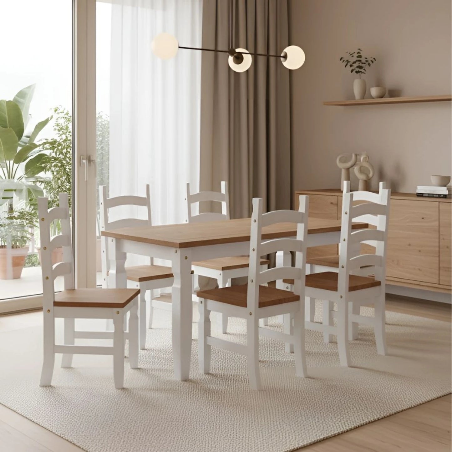 Juego de Comedor 6 Sillas Línea Naturale - Blanco/Roble